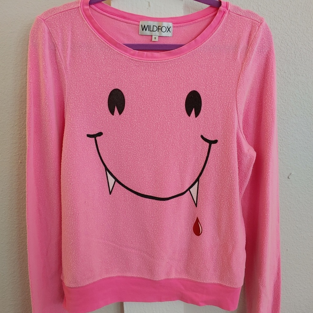 Wildfox Vampire Smile Pink Sweater Size small